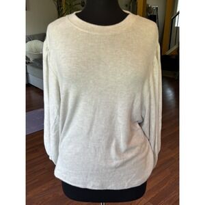 MAGASCHONI Womens Sweater SZ M Balloon Puff Sleeve Gray Knit Minimal Neutral